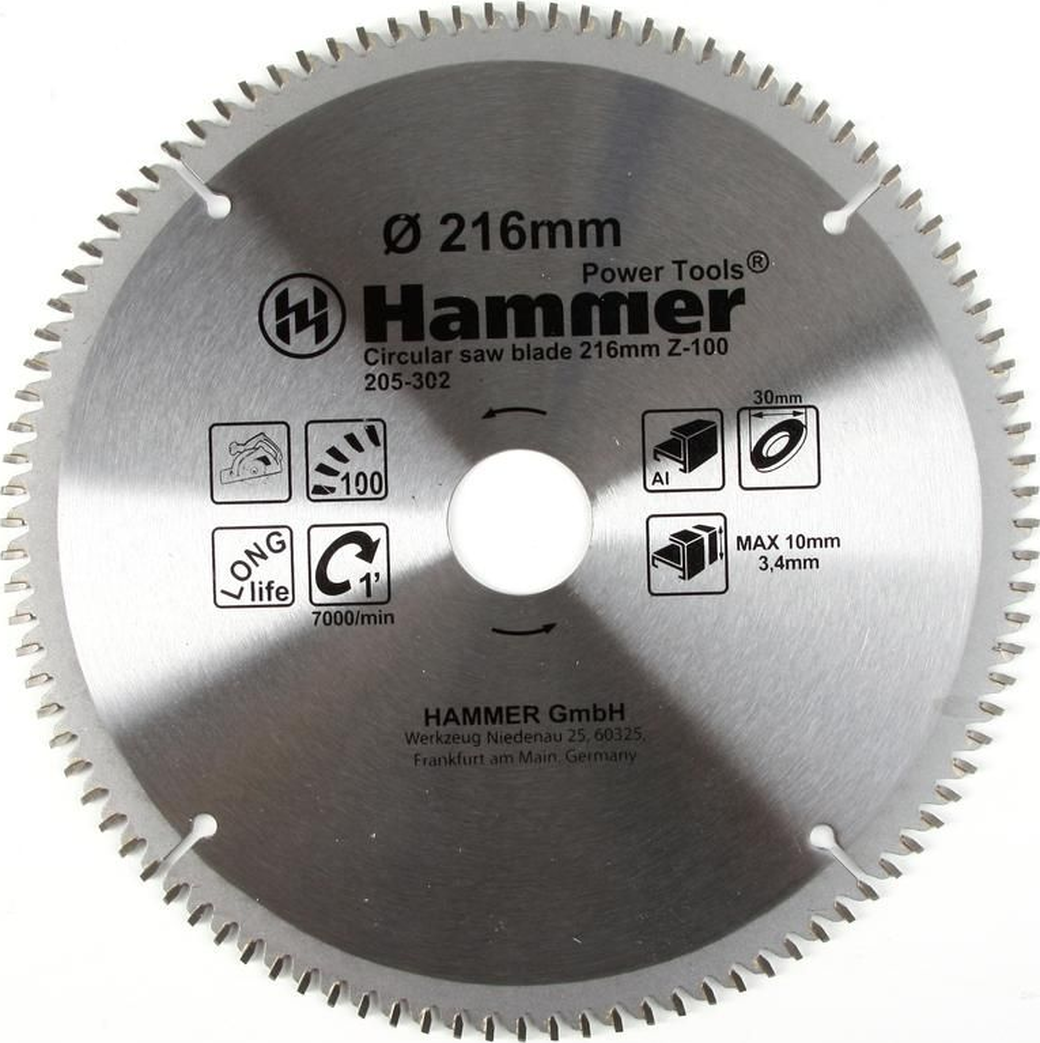 Диск пильный Hammer Flex 205-302 CSB AL 216мм*100*30мм по алюминию фото