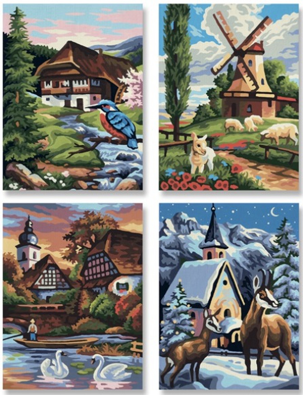 Schipper Времена года - набор из 4 раскрасок по номерам, 18х24 см фото