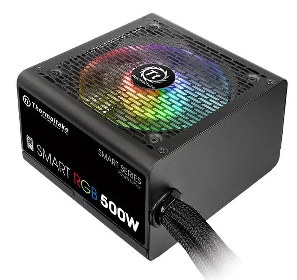 Блок питания Thermaltake ATX 500W Smart RGB 500 80+ (24+4+4pin) APFC 120mm fan color LED 5xSATA RTL фото
