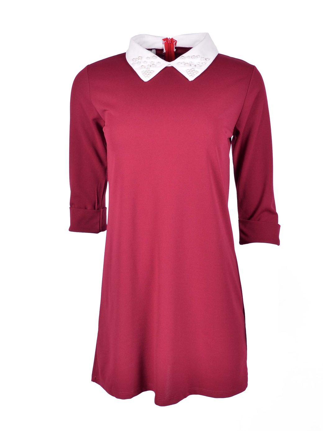 Платье Uniq мини с воротником 6839, бордовый, 40 фото
