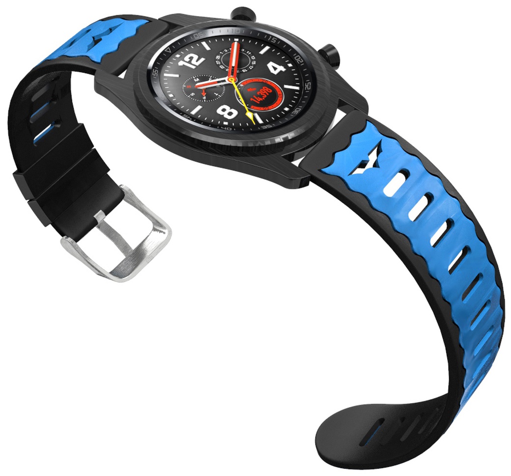 Силиконовый ремешок для часов Bakeey для Huawei GT/2/Pro/Magic, синий+черный, 22 мм фото