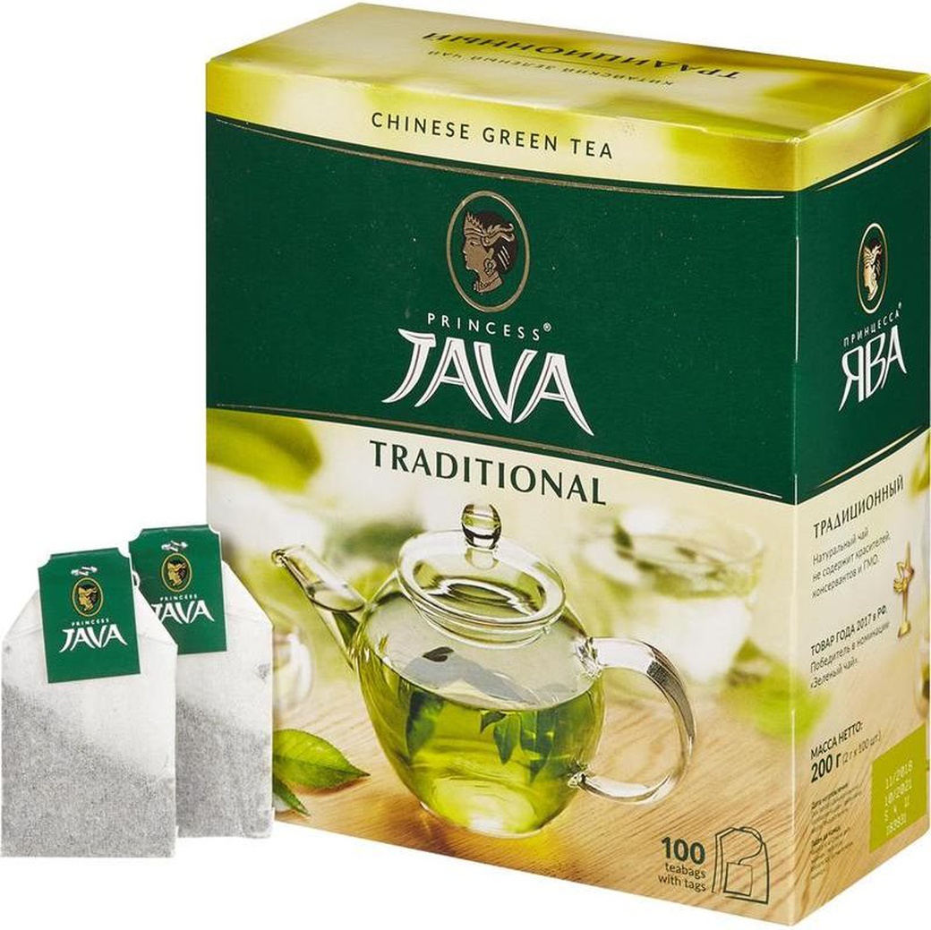 Чай зеленый Принцесса ЯВА Традиционный в пакетиках 100шт фото