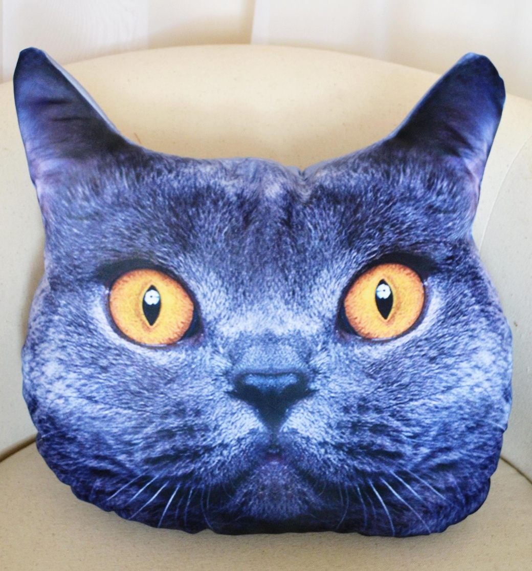 Подушка декоративная Худжанд рельефная с фотопечатью Британский голубой кот фото
