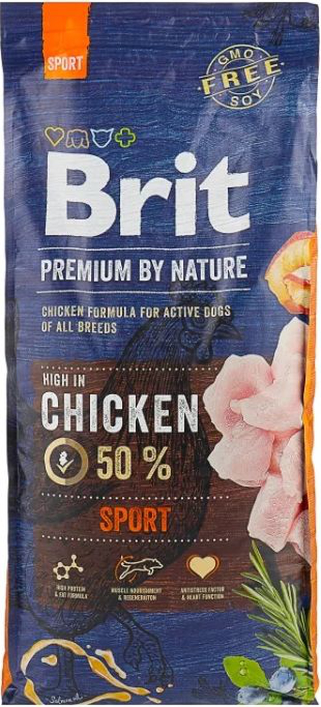Корм для собак с высокими затратами энергии Brit Premium by Nature Sport, курица, 15 кг фото