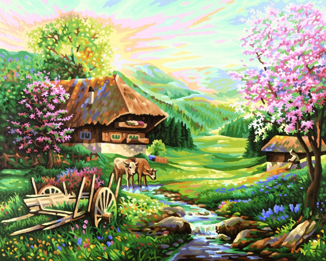 Schipper Весна - раскраска по номерам, 40х50 см фото