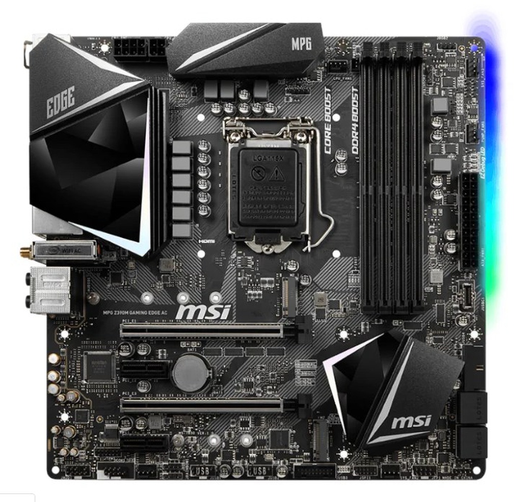 Материнская плата MSI MPG Z390M GAMING EDGE AC Soc-1151v2 Intel Z390 4xDDR4 mATX AC`97 8ch(7.1) GbLAN RAID+HDMI+DP фото