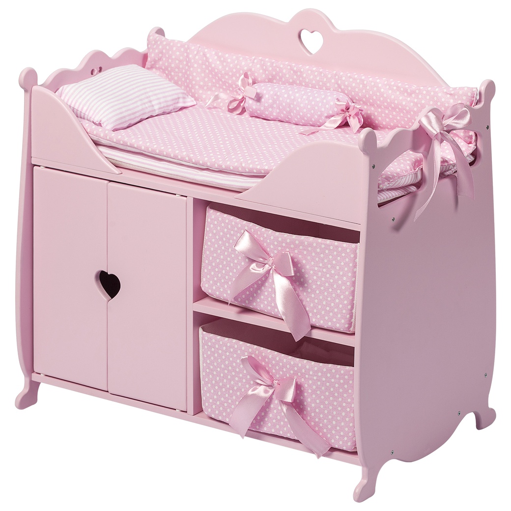 Кроватка-шкаф PAREMO для кукол с постельным белье, цвет: розовый фото