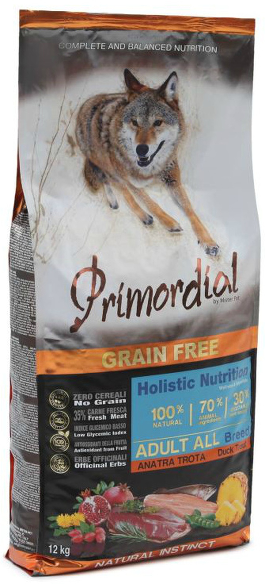 Корм для собак беззерновой Primordial, форель с уткой, 12 кг фото