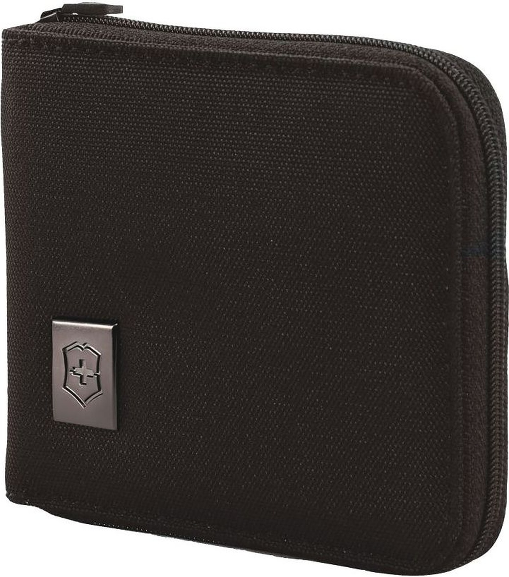 Бумажник Victorinox Tri-Fold Wallet, на молнии, чёрный, 11x1x10 см фото