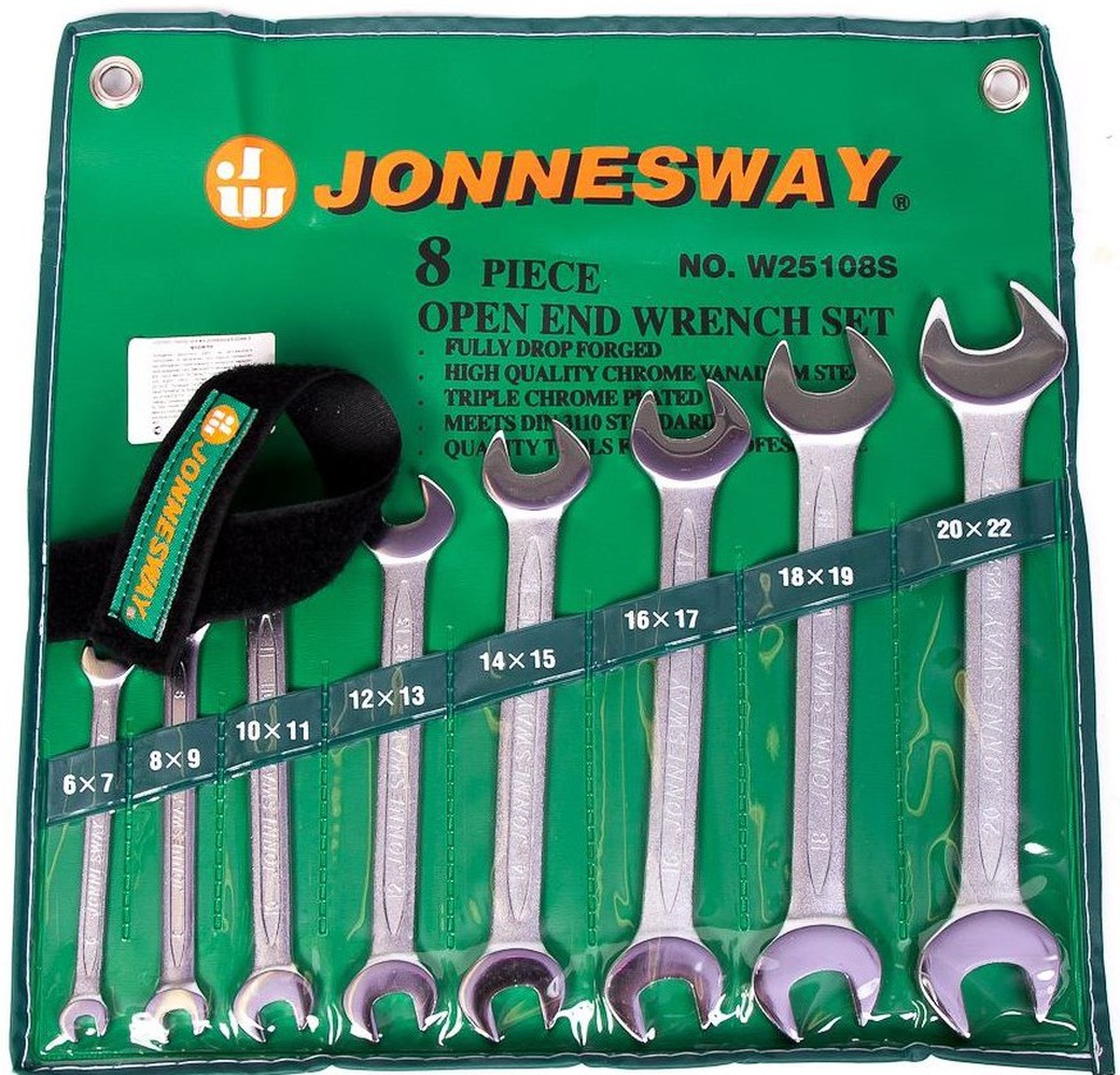 Набор рожковых ключей JonnesWay W25108S (6 - 22 мм) 8 шт. фото
