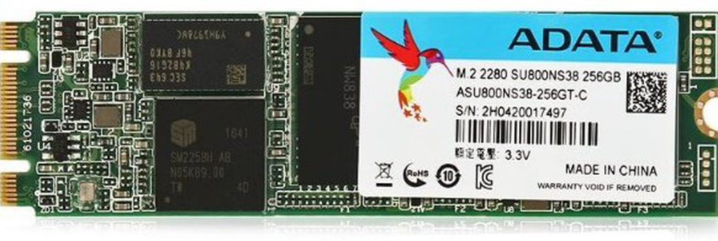 Накопитель SSD M.2 ADATA 256Gb SU800 <ASU800NS38-256GT-C> (SATA3, up to 560/520Mbs, 3D TLC, 22x80mm) фото