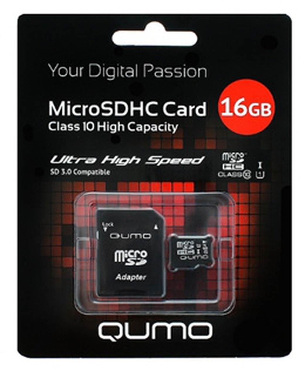 Карта памяти Qumo microSDHC 16GB Class 10 UHS-I U1 + ADP фото