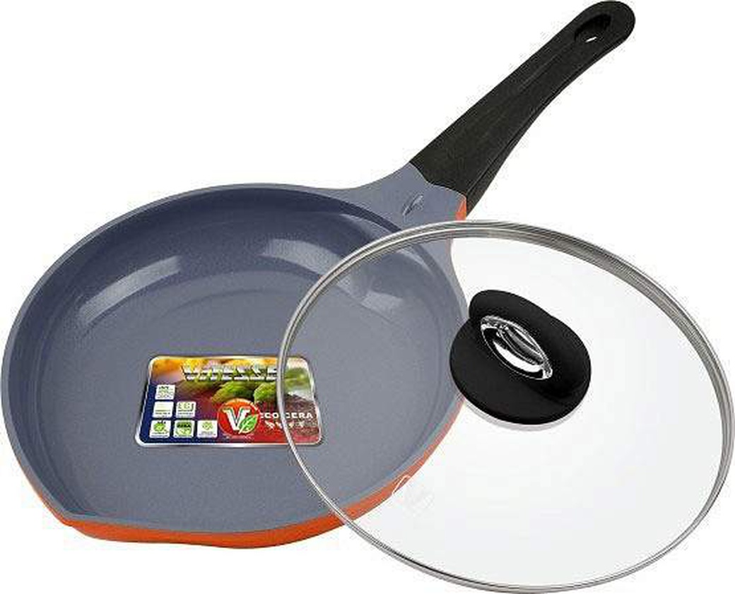 Сковорода с крышкой Vitesse VS-2529 оранж. 24см фото