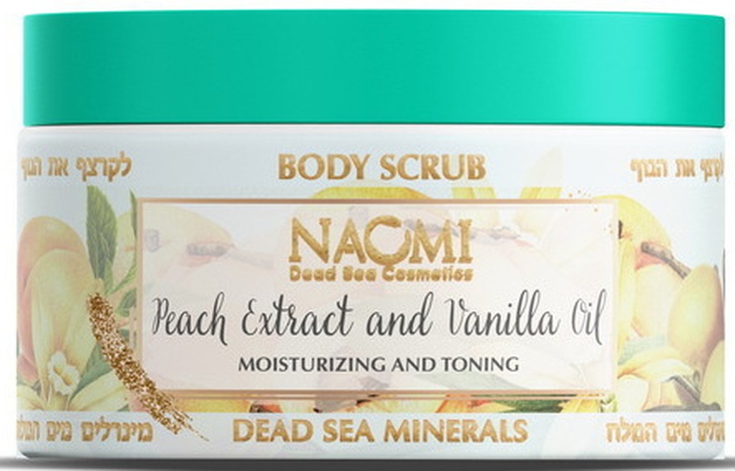 Солевой скраб для тела Naomi с минералами Мертвого моря с экстрактом персика для всех типов кожи, 350 мл фото