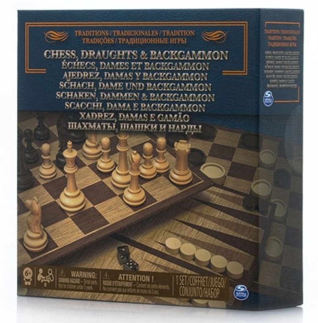 Spin Master 6038107 Настольная игра 3-в-1 (шахматы, шашки, нарды) фото