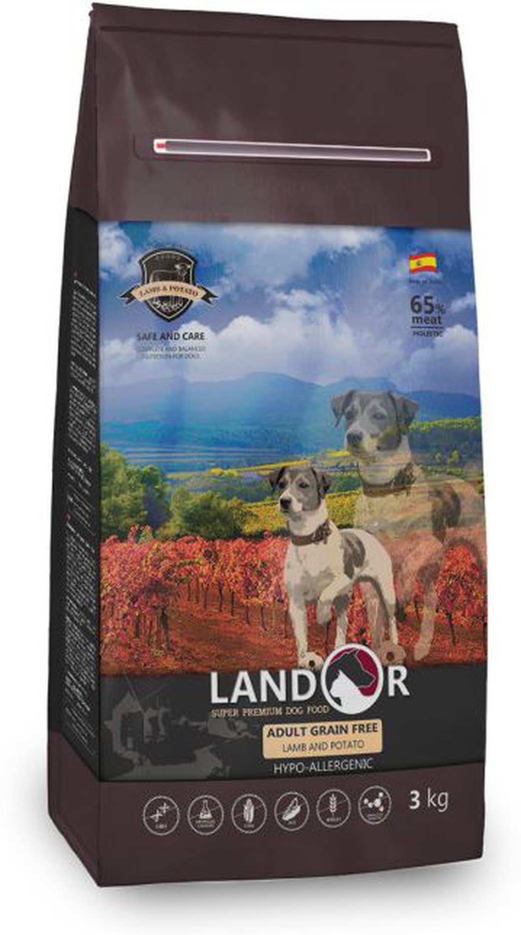 LANDOR сухой корм для взрослых собак всех пород беззерновой ягненок с бататом 3 кг фото