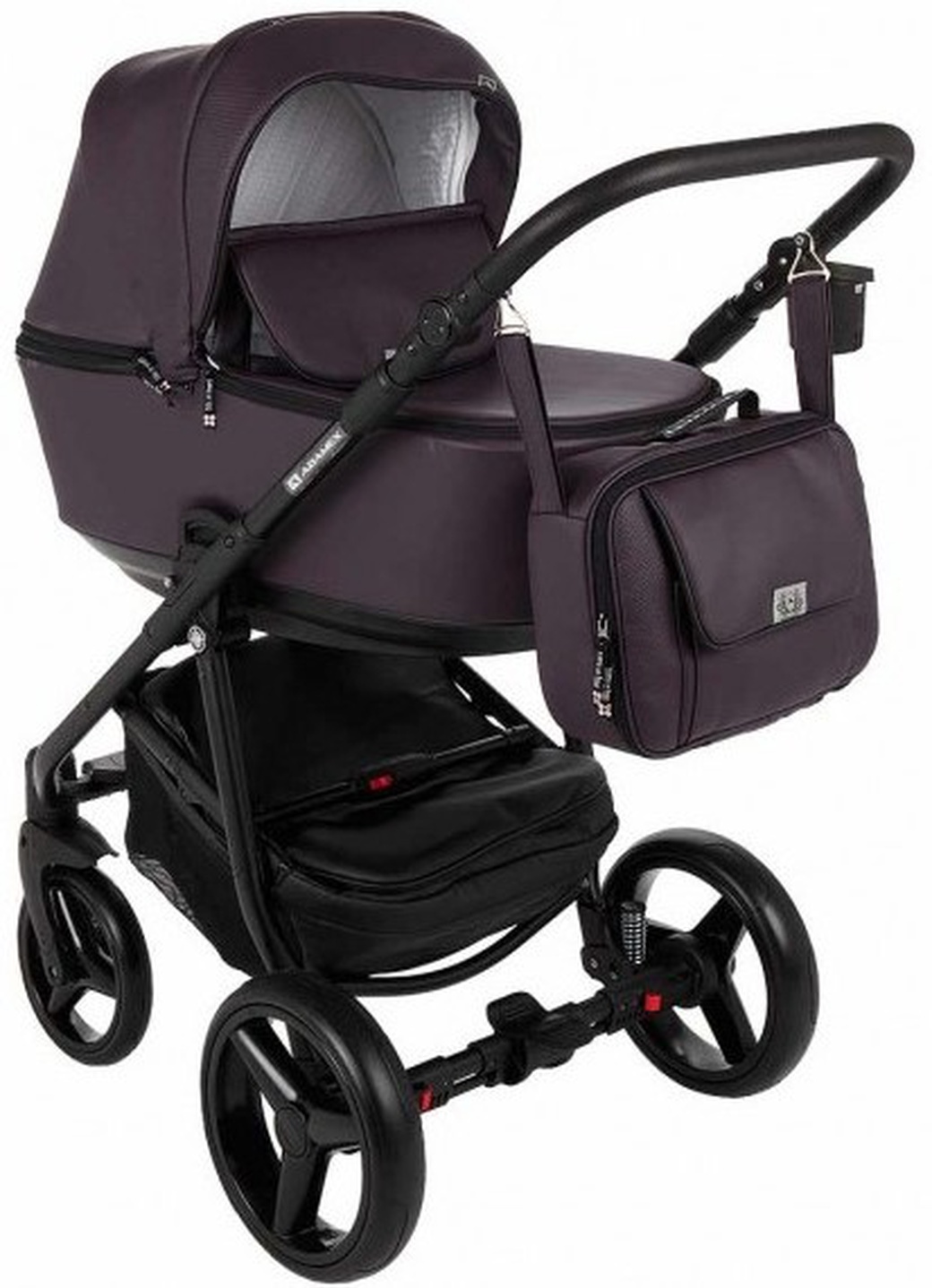 Adamex Reggio Eco 3 в 1 универсальная коляска (кожа фиолетовая Y203) фото